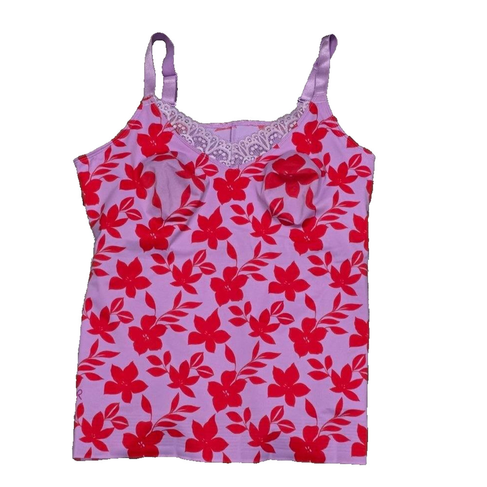 Ruby Ribbon Womens Tank Shapewear Purple Red Floral Hibiscus Cami 40 A005210